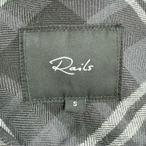 Rails Bianca Shirt Dress Onyx Slate Gray & White Plaid Button Front Size Small - Picture 8 of 13